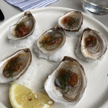 Andros Taverna - Pearl oysters and tomato mignonette - Greek Near Me - Chicago, Illinois Andros Taverna - Pearl oysters and tomato mignonette - Greek Near Me - Chicago, Illinois