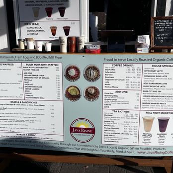 Java Rising - Front of the food cart and menu - Coffee & Tea Near Me - Midtown Beer Garden, Oregon Java Rising - Front of the food cart and menu - Coffee & Tea Near Me - Midtown Beer Garden, Oregon