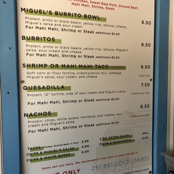 Miguel's Beach'n Baja - Menu - Mexican Near Me - Dauphin Island, Alabama