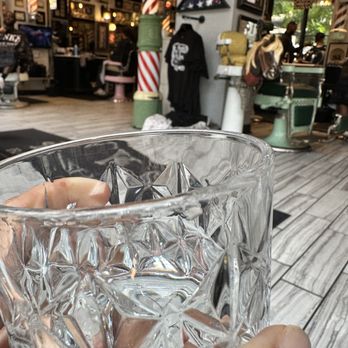 Funk's Barbershop - Water in a fancy glass while mom waits - Barbers Near Me - Chicago, Illinois Funk's Barbershop - Water in a fancy glass while mom waits - Barbers Near Me - Chicago, Illinois