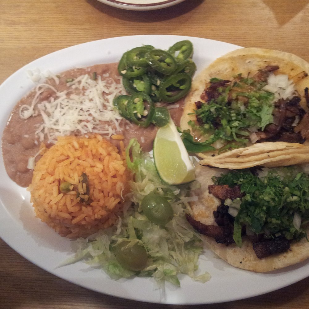 Tacos Locos - 2 x Pork Tacos with beans, salad, rise and Jalapenos - Mexican Near Me - Schiller Park, Illinois