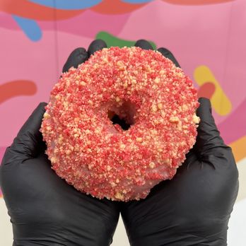 Glazed and Confused - The Strawberry Crunch! Our strawberry glazed donut, topped with our shortcake crumble! - Donuts Near Me - Scappoose, Oregon Glazed and Confused - The Strawberry Crunch! Our strawberry glazed donut, topped with our shortcake crumble! - Donuts Near Me - Scappoose, Oregon