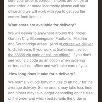 Pooler Take Out - a screenshot of a text message - Food Delivery Services Near Me Pooler Take Out - a screenshot of a text message - Food Delivery Services Near Me