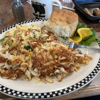 Black Bear Diner Tonopah - Shasta Scramble with hash browns, biscuit and coffee. - Diners Near Me - Tonopah, Arizona Black Bear Diner Tonopah - Shasta Scramble with hash browns, biscuit and coffee. - Diners Near Me - Tonopah, Arizona