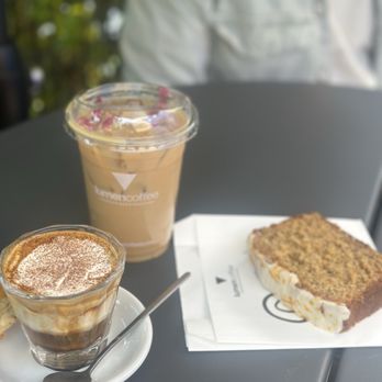 Lumen Coffee - Espresso con panna, rose cardamom iced latte, rose water pistachio, orange chia seed loaf - Coffee & Tea Near Me - Highland Park, California Lumen Coffee - Espresso con panna, rose cardamom iced latte, rose water pistachio, orange chia seed loaf - Coffee & Tea Near Me - Highland Park, California