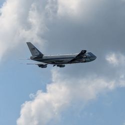 The Courses at Andrews - Air Force One taking off over the golf course. Probably taking some body somewhere else to play golf at great expense. Again.