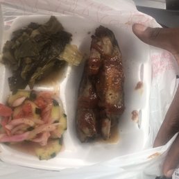 Ribs with cucumber salad and cucumber salad flavored greens Ribs with cucumber salad and cucumber salad flavored greens