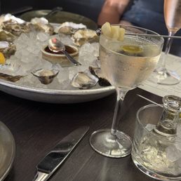 Fresh oysters paired with a martini.