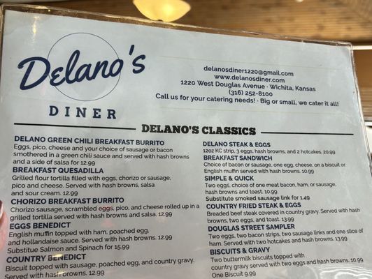 Menu photo 5 Delano's Diner Wichita, KS