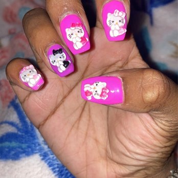 Z Nails - Pinkish/Purple acrylic with gel nail polish and custom 3D hello kitty nail designs - Nail Salons Near Me - Laguna Hills, California Z Nails - Pinkish/Purple acrylic with gel nail polish and custom 3D hello kitty nail designs - Nail Salons Near Me - Laguna Hills, California