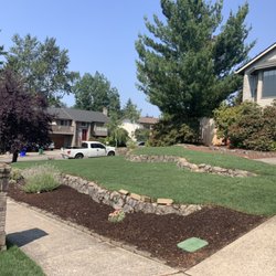 Earthborn Landscape Services - Another new lawn installed with sod and new irrigation system in SE Portland. This is 10 days after installation. Contact us today!