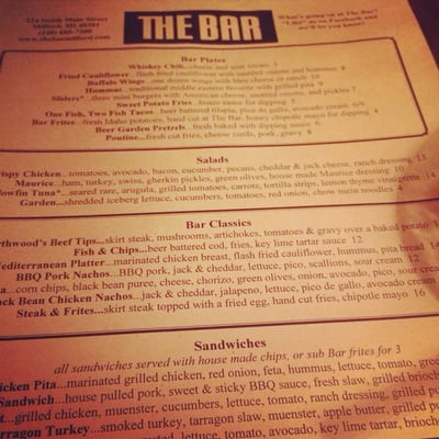 Menu photo 6 The Bar Milford, MI
