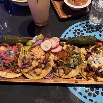 Tacos & Beer - (R to L)El Pastor, Pork Belly,Camarones, Cochinita Pibil - Tacos Near Me - Everett, Washington Tacos & Beer - (R to L)El Pastor, Pork Belly,Camarones, Cochinita Pibil - Tacos Near Me - Everett, Washington