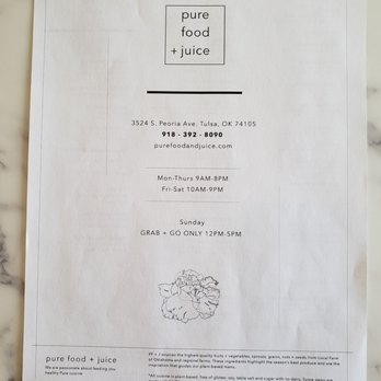 Pure Food and Juice - Hours and location - Juice Bars & Smoothies Near Me - Tulsa, Oklahoma