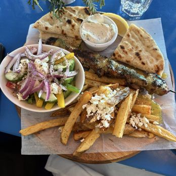Mykonos Kouzina - PORK SOUVLAKI Plate - Seafood Near Me - Norwalk, Connecticut