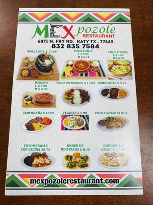 Menu photo 5 Mexpozole Restaurant Katy, TX