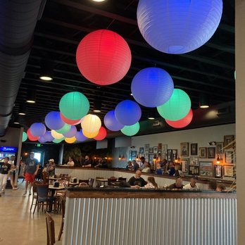 Big Hoffas - ows colorful paper lanterns hanging from the ceiling - Barbeque Near Me - Westfield, Indiana Big Hoffas - ows colorful paper lanterns hanging from the ceiling - Barbeque Near Me - Westfield, Indiana