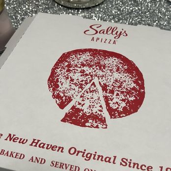 Sally's Apizza - Pizza box to prove it's the same pizza - Pizza Near Me - Fairfield, Connecticut Sally's Apizza - Pizza box to prove it's the same pizza - Pizza Near Me - Fairfield, Connecticut