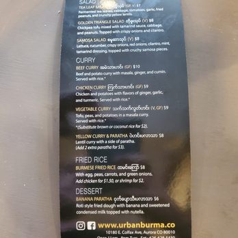 Urban Burma - Menu - Burmese Near Me - Aurora, Colorado Urban Burma - Menu - Burmese Near Me - Aurora, Colorado