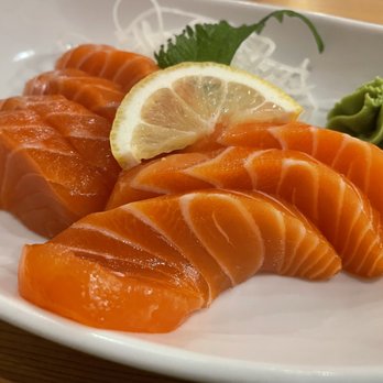 Gyo-O - Salmon Sashimi ($14.00): good flavour - wish there were more pieces...! - Seafood Near Me - Richmond, British Columbia Gyo-O - Salmon Sashimi ($14.00): good flavour - wish there were more pieces...! - Seafood Near Me - Richmond, British Columbia