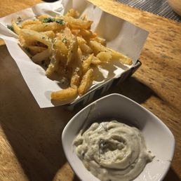 French fries with parmesan cheese and truffle mayo