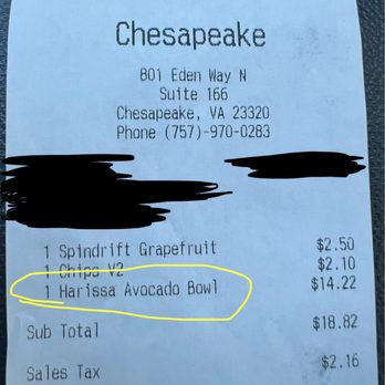 CAVA - They clearly overcharged me for a bowl when I ordered a salad. - Mediterranean Near Me - Chesapeake, Virginia CAVA - They clearly overcharged me for a bowl when I ordered a salad. - Mediterranean Near Me - Chesapeake, Virginia