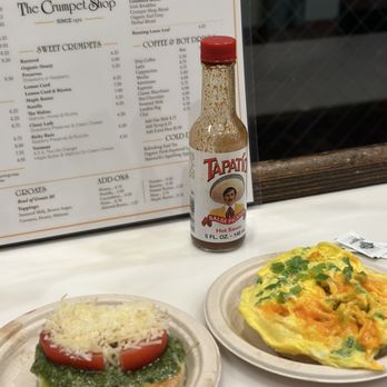 The Crumpet Shop - Menu and the crumpets  L: Tomato, Pesto, and Parmesan  R: Egg Blend - Bakeries Near Me - Seattle, Washington