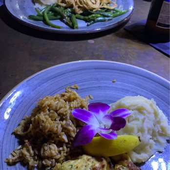 O'Bricks - Crab cake with mashed potatoes and dirty rice.. meatloaf with green beans and mashed potatoes - New American Near Me - Bradenton, Florida