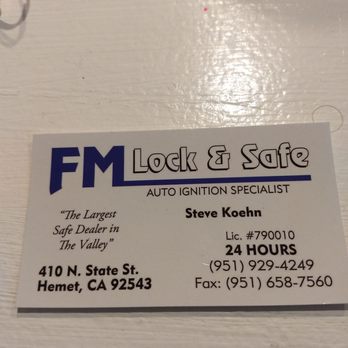 F M Locksmith - Business card - Keys & Locksmiths Near Me - Hemet, California
