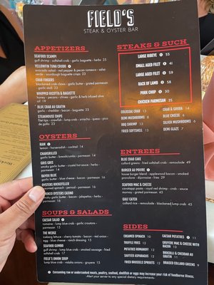 Menu photo 4 Field’s Mediterranean  Biloxi, MS