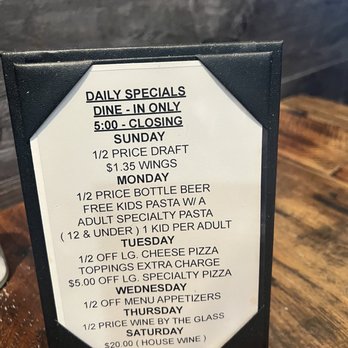 Antonio's Italian Restaurant - Specials list :) - Pizza Near Me - Lewisville, North Carolina