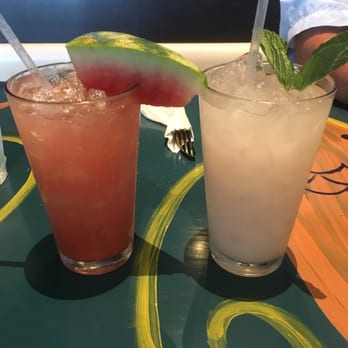 Rob’s Rum Kitchen - Watermelon Rita on left. "Mai tai" (not so much) on right. - Caribbean Near Me - Waveland, Mississippi