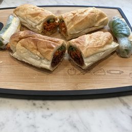 Chicken Banh Mi, Beef Banh Mi, and Vegetarian rolls