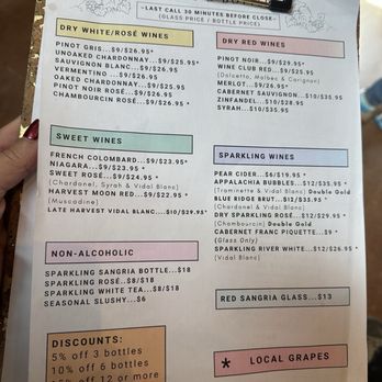 Grandfather Vineyard - Menu - Wineries Near Me - Banner Elk, North Carolina