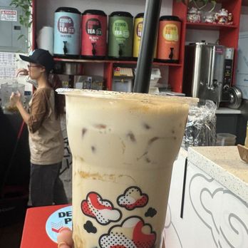 Kung Fu Tea - KF Milk Tea with Brown Sugar Wow Bubbles ($6.20+) - Bubble Tea Near Me - New York, New York Kung Fu Tea - KF Milk Tea with Brown Sugar Wow Bubbles ($6.20+) - Bubble Tea Near Me - New York, New York