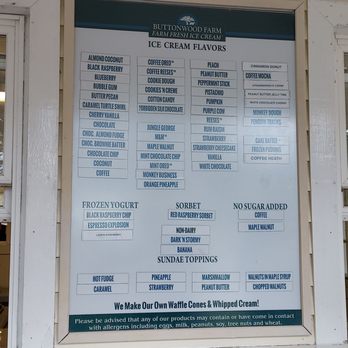 Buttonwood Farm Ice Cream - The menu - Ice Cream & Frozen Yogurt Near Me - Griswold, Connecticut