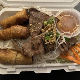 55. Grilled Pork and Spring Rolls with Rice Vermicelli