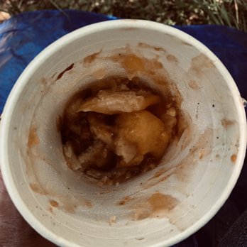 Lockhart Chisholm Trail BBQ - Peach cobbler smashed into a cup - Barbeque Near Me - Lockhart, Texas