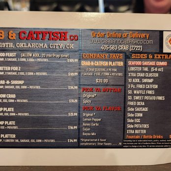 The Crab & Catfish - They separate the steamed vs fried on the menu which is great. Grey is steamed and brown is fried items. - Seafood Near Me - Oklahoma City, Oklahoma The Crab & Catfish - They separate the steamed vs fried on the menu which is great. Grey is steamed and brown is fried items. - Seafood Near Me - Oklahoma City, Oklahoma