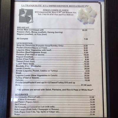 Menu photo 5 La Tranquilite L'Impressioniste Restaurant Brooklyn, NY Menu photo 5 La Tranquilite L'Impressioniste Restaurant Brooklyn, NY