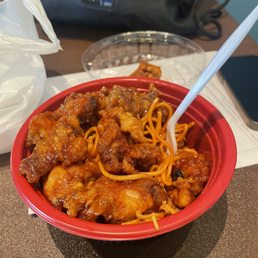Chow mein and Orange Chicken bowl Chow mein and Orange Chicken bowl