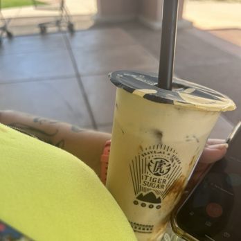 Tiger Sugar - Brown 2. Black Sugar Boba, Pearl , Tiger Jelly Milk with Cream Mousse I think That is what I ordered - Bubble Tea Near Me - Mesa, Arizona