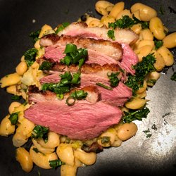 Hudson Valley Duck Farm - duck breast on beans
