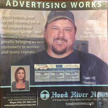 Clean-All Carpet Cleaning - Steve Roberts Owner/Operator. He will be cleaning your carpets for you! He has 22 years of carpet cleaning experience !!! He's the BEST - Carpet Cleaning Near Me - Hood River, Oregon Clean-All Carpet Cleaning - Steve Roberts Owner/Operator. He will be cleaning your carpets for you! He has 22 years of carpet cleaning experience !!! He's the BEST - Carpet Cleaning Near Me - Hood River, Oregon