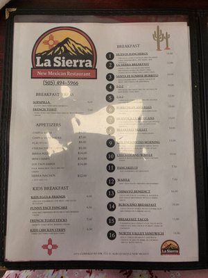 Menu photo 2 La Sierra Albuquerque, NM Menu photo 2 La Sierra Albuquerque, NM