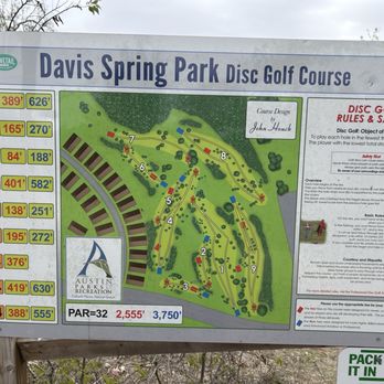 Davis Spring Park Disc Golf Course - Layout - Disc Golf Near Me - Austin, Texas Davis Spring Park Disc Golf Course - Layout - Disc Golf Near Me - Austin, Texas