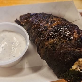 Yellow Rose BBQ - Rose bud ( stuffed jalapeño wrapped in bacon) this dipping sauce was so good! - Barbeque Near Me - Jacksonville, Florida Yellow Rose BBQ - Rose bud ( stuffed jalapeño wrapped in bacon) this dipping sauce was so good! - Barbeque Near Me - Jacksonville, Florida