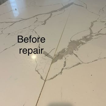 TR Granite - Before the repair- uneven, cracked, looks dirty and had to be hidden - Countertop Installation Near Me - Chantilly, Virginia