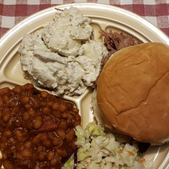 Whole Hog Cafe - Pulled Pork Sandwich, Baked Beans, Potato Salad, Coleslaw - Barbeque Near Me - Springfield, Missouri