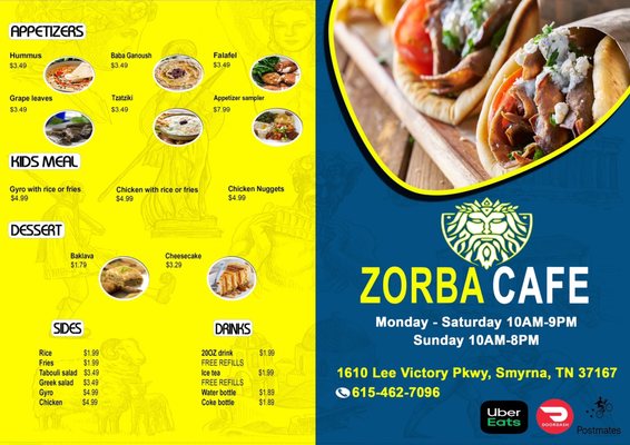 Menu photo 1 Zorba Cafe  Smyrna, TN